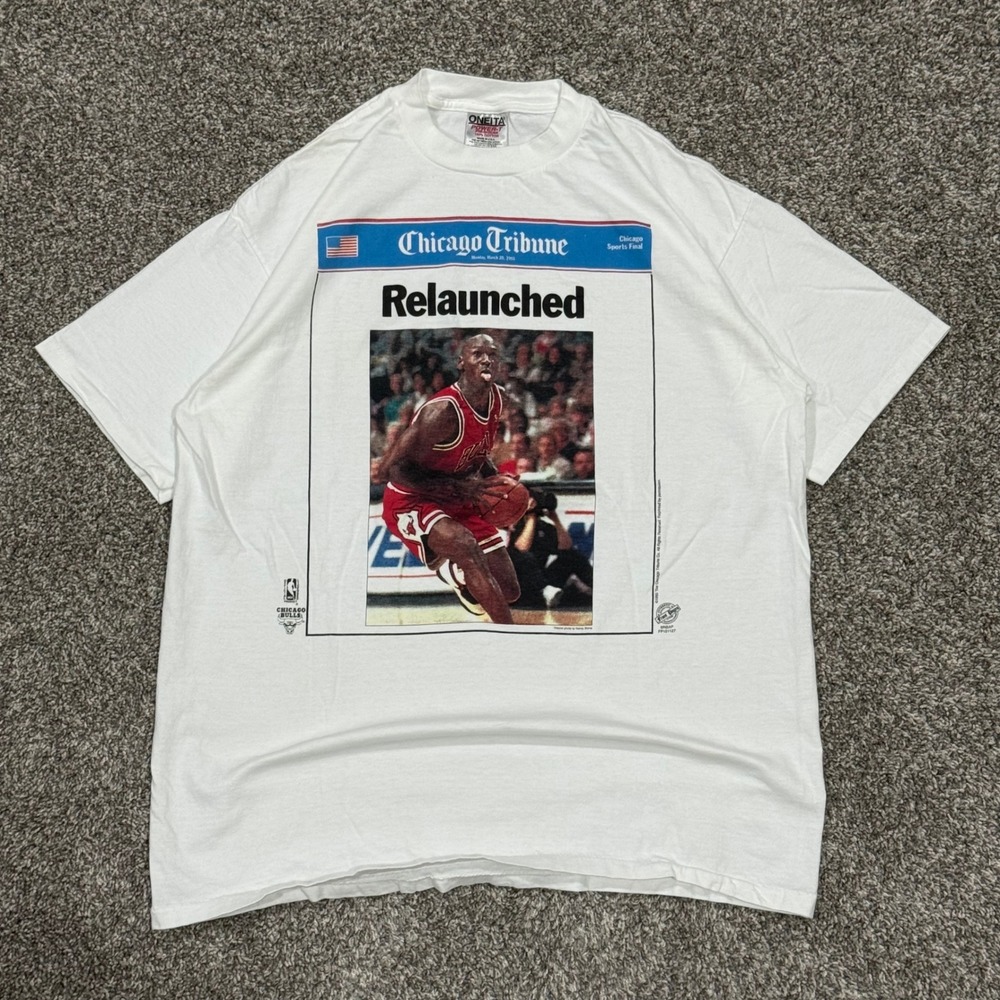 Vintage 1995 Michael Jordan Chicago Tribune Relaunched T-Shirt Oneita Mens XL